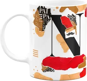 Caneca Do Pai - Inicial Do Nome Letra N - Bg-red