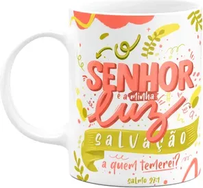 Caneca Religiosa Salmo 27:1 - O Senhor É A Minha Luz - M2