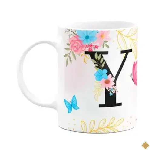 Caneca Floral Garden - Inicial Do Nome Letra Y - 325ml