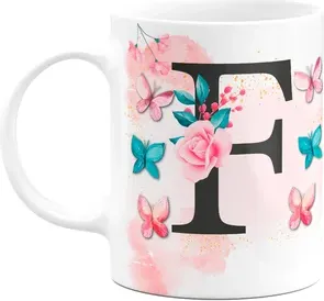 Caneca Butterfly - Inicial Do Nome Letra F - 325ml