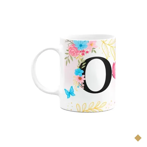 Caneca Floral Garden - Inicial Do Nome Letra O - 325ml