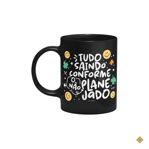 Caneca Vibes - Tudo Saindo Conforme O Não Planejado - Preta