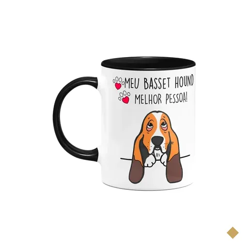 Caneca Dog - Meu Basset Hound, Melhor Pessoa! B-black