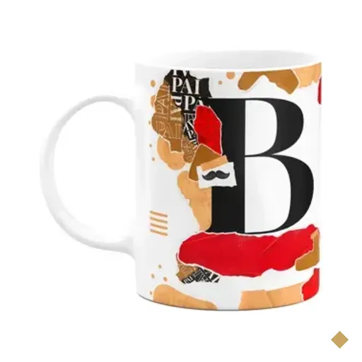 Caneca Do Pai - Inicial Do Nome Letra B - Bg-red