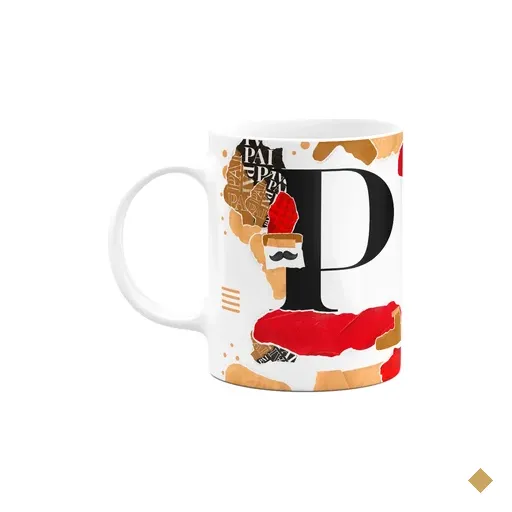 Caneca Do Pai - Inicial Do Nome Letra P - Bg-red