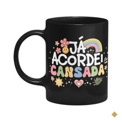 Caneca Vibes - Já Acordei Cansada - Preta
