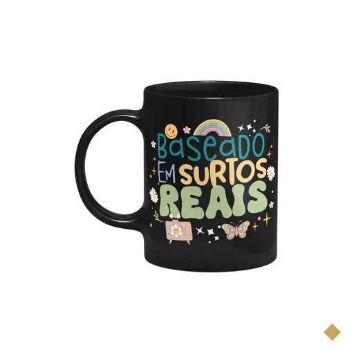 Caneca Vibes - Baseado Em Surtos Reais - Preta