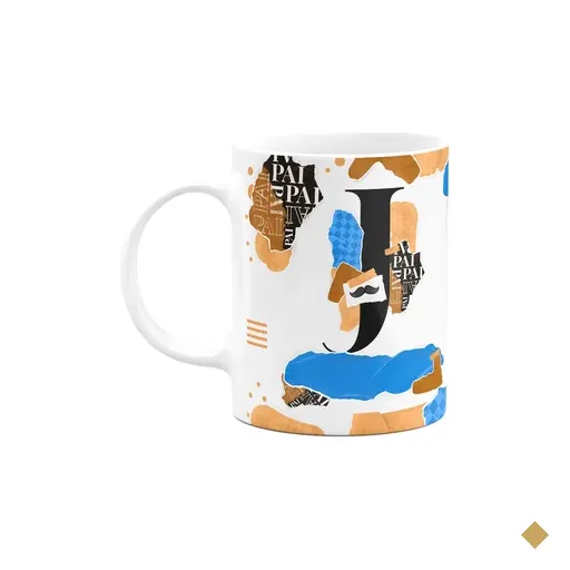 Caneca Do Pai - Inicial Do Nome Letra J - Bg-blue