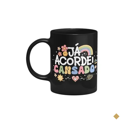 Caneca Vibes - Já Acordei Cansado - Preta