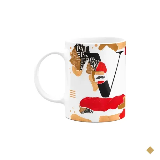 Caneca Do Pai - Inicial Do Nome Letra V - Bg-red