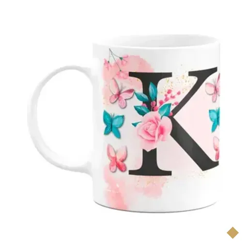 Caneca Butterfly - Inicial Do Nome Letra K - 325ml