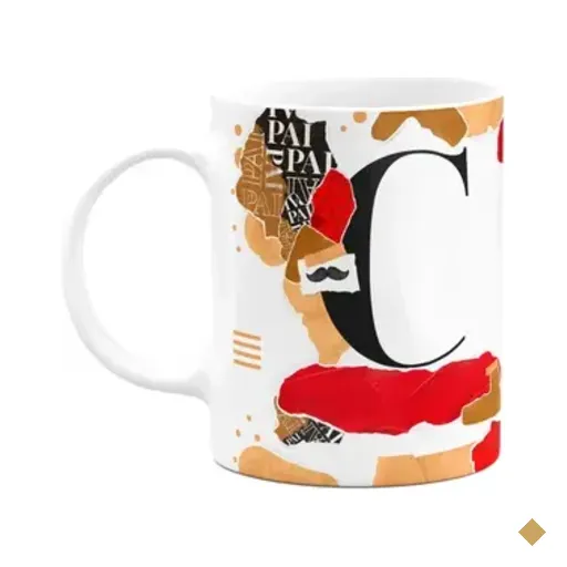 Caneca Do Pai - Inicial Do Nome Letra C - Bg-red