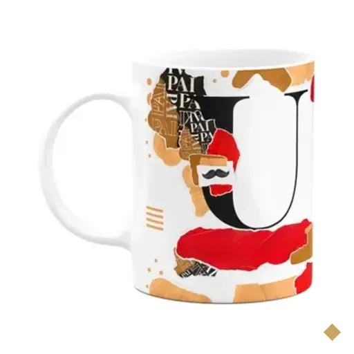 Caneca Do Pai - Inicial Do Nome Letra U - Bg-red