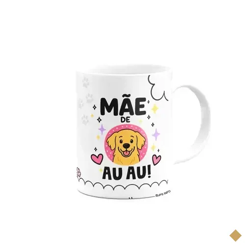 Caneca Mães - Te Amo Mãe - Mãe De Au Au - Golden