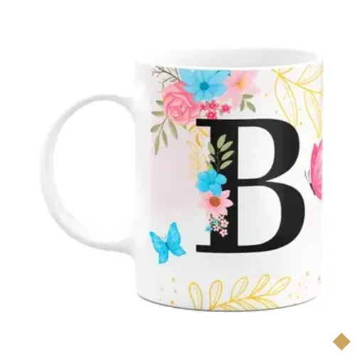 Caneca Floral Garden - Inicial Do Nome Letra B - 325ml