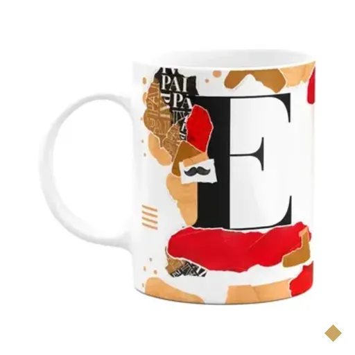Caneca Do Pai - Inicial Do Nome Letra E - Bg-red