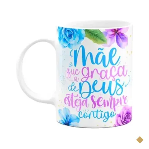 Caneca Floral Mães - Mãe, Que A Graça De Deus Esteja Contigo