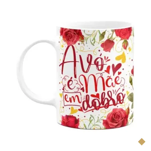 Caneca Floral Mães - Avó É Mãe Em Dobro - 325ml