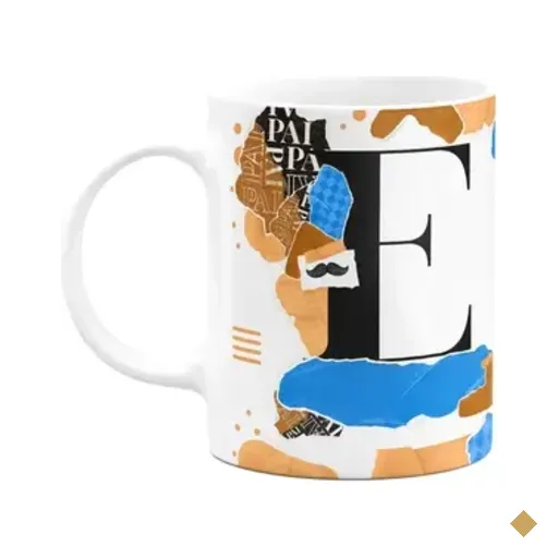 Caneca Do Pai - Inicial Do Nome Letra E - Bg-blue