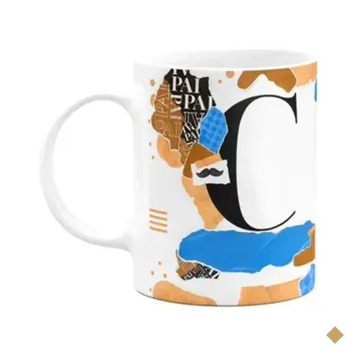 Caneca Do Pai - Inicial Do Nome Letra C - Bg-blue