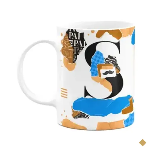Caneca Do Pai - Inicial Do Nome Letra S - Bg-blue