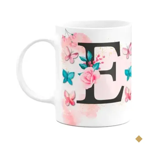 Caneca Butterfly - Inicial Do Nome Letra E - 325ml