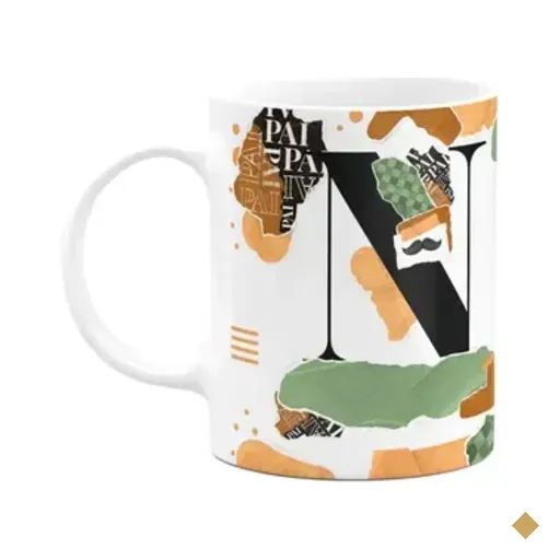 Caneca Do Pai - Inicial Do Nome Letra N - Bg-green