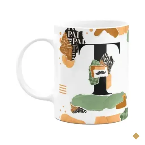 Caneca Do Pai - Inicial Do Nome Letra T - Bg-green