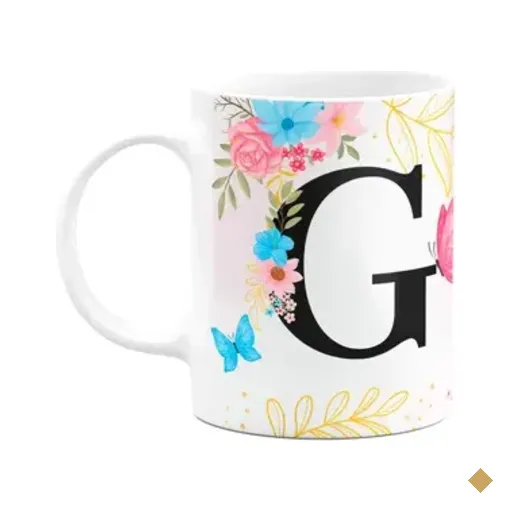 Caneca Floral Garden - Inicial Do Nome Letra G - 325ml