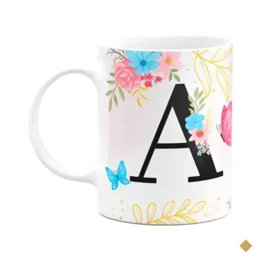 Caneca Floral Garden - Inicial Do Nome Letra A - 325ml
