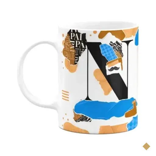 Caneca Do Pai - Inicial Do Nome Letra N - Bg-blue