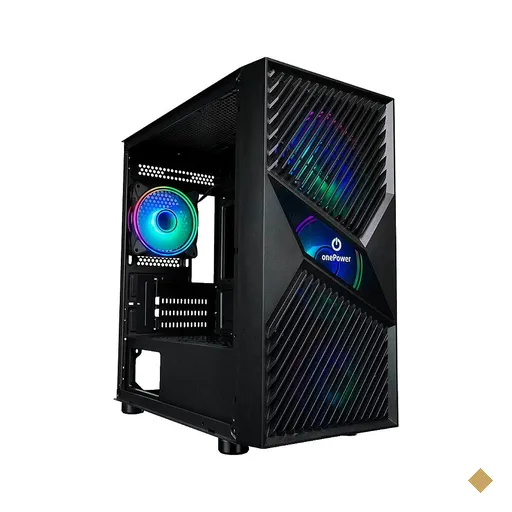 Gabinete Gamer OnePower Fractal Mid-Tower Lateral de Vidro Preto - CC-201B