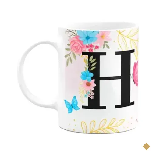 Caneca Floral Garden - Inicial Do Nome Letra H - 325ml