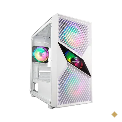 Gabinete Gamer OnePower Fractal Mid-Tower Lateral de Vidro White - CC-201W