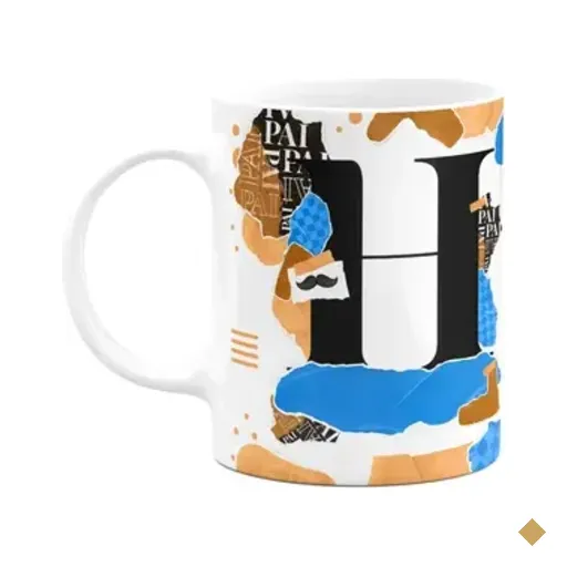 Caneca Do Pai - Inicial Do Nome Letra H - Bg-blue