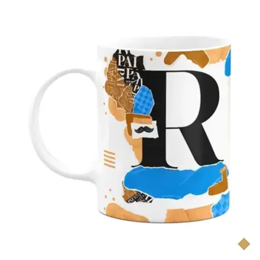 Caneca Do Pai - Inicial Do Nome Letra R - Bg-blue
