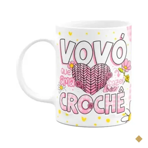 Caneca Dos Avós - Vovó Que Ama Fazer Crochê - 325ml