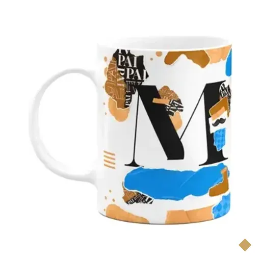 Caneca Do Pai - Inicial Do Nome Letra M - Bg-blue