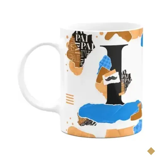Caneca Do Pai - Inicial Do Nome Letra I - Bg-blue
