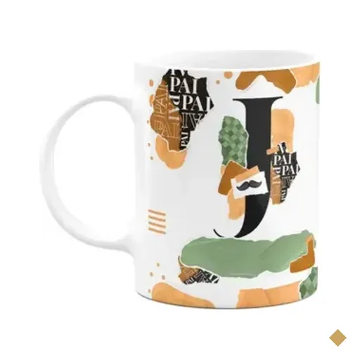 Caneca Do Pai - Inicial Do Nome Letra J - Bg-green