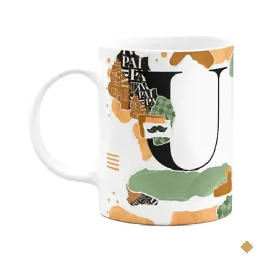 Caneca Do Pai - Inicial Do Nome Letra U - Bg-green