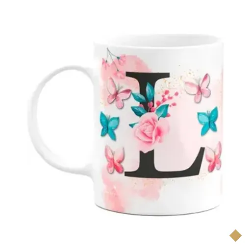 Caneca Butterfly - Inicial Do Nome Letra L - 325ml