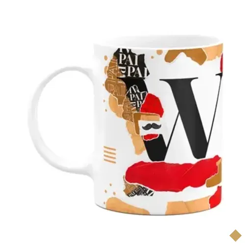 Caneca Do Pai - Inicial Do Nome Letra W - Bg-red