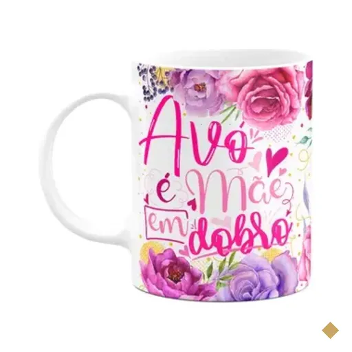 Caneca Floral Mães - Avó É Mãe Em Dobro - 325ml M2