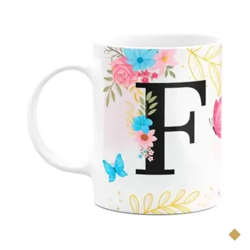 Caneca Floral Garden - Inicial Do Nome Letra F - 325ml