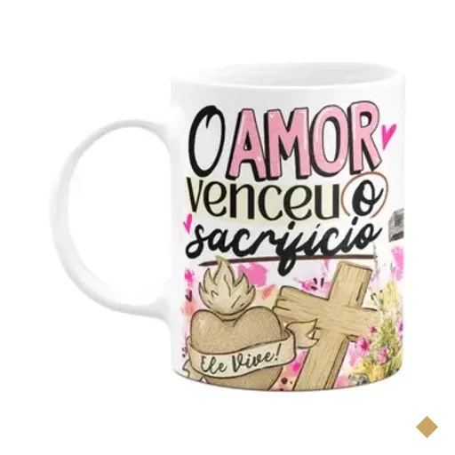 Caneca Da Páscoa - O Amor Venceu O Sacrifício - M2 - 325ml