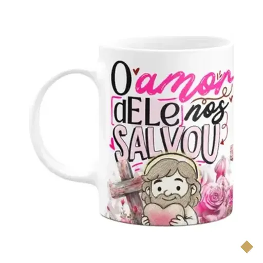 Caneca Da Páscoa - O Amor Dele Nos Salvou - M2 - 325ml