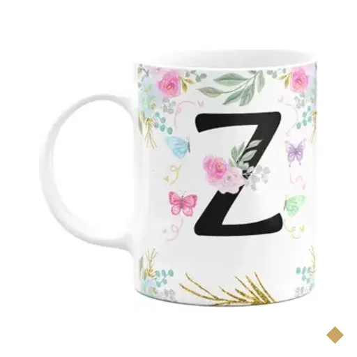 Caneca Floral - Inicial Do Nome Letra Z - 325ml