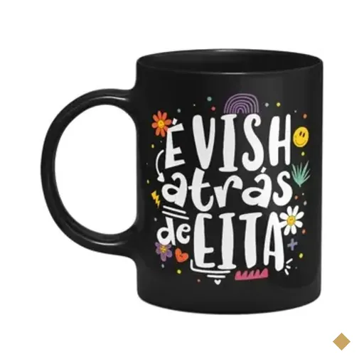 Caneca Vibes - É Vish Atrás De Eita - Preta