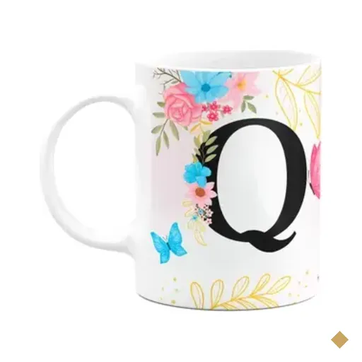 Caneca Floral Garden - Inicial Do Nome Letra Q - 325ml